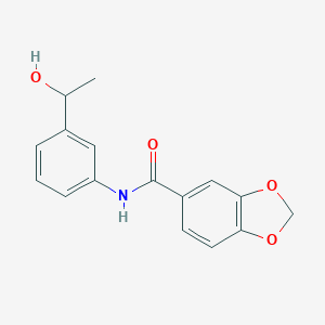 molecular formula C16H15NO4 B308845 N-[3-(1-hydroxyethyl)phenyl]-1,3-benzodioxole-5-carboxamide 