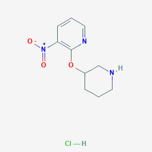 molecular formula C10H14ClN3O3 B3088501 3-Nitro-2-(piperidin-3-yloxy)-pyridine hydrochloride CAS No. 1185308-05-7
