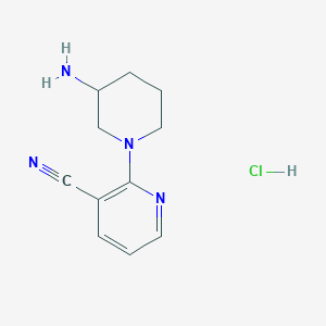 molecular formula C11H15ClN4 B3088535 2-(3-Aminopiperidyl)pyridine-3-carbonitrile, chloride CAS No. 1185319-31-6