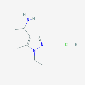 molecular formula C8H16ClN3 B3088552 1-(1-Ethyl-5-methyl-1H-pyrazol-4-yl)ethanamine hydrochloride CAS No. 1185345-27-0