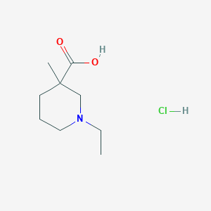 molecular formula C9H18ClNO2 B3088637 1-Ethyl-3-methyl-3-piperidinecarboxylic acid hydrochloride CAS No. 1185470-29-4