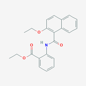 molecular formula C22H21NO4 B308874 Ethyl 2-[(2-ethoxy-1-naphthoyl)amino]benzoate 