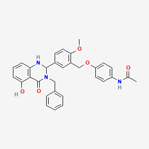 N-[4-[[5-[5-hydroxy-4-oxo-3-(phenylmethyl)-1,2-dihydroquinazolin-2-yl]-2-methoxyphenyl]methoxy]phenyl]acetamide