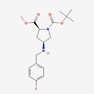 molecular formula C18H25FN2O4 B3088783 1-Tert-butyl 2-methyl (2S,4S)-4-[(4-fluorobenzyl)-amino]pyrrolidine-1,2-dicarboxylate CAS No. 1186652-76-5