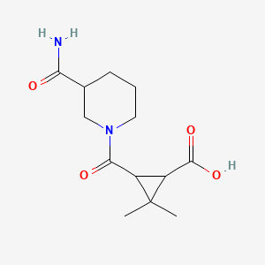 molecular formula C13H20N2O4 B3088790 3-{[3-(Aminocarbonyl)piperidin-1-yl]carbonyl}-2,2-dimethylcyclopropanecarboxylic acid CAS No. 1186653-79-1
