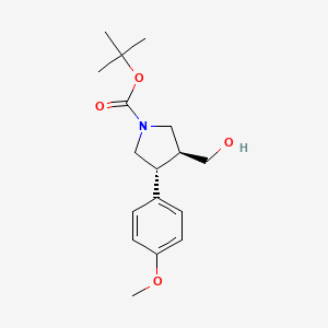 molecular formula C17H25NO4 B3088796 叔丁基 (3S,4R)-3-(羟甲基)-4-(4-甲氧基苯基)吡咯烷-1-羧酸酯 CAS No. 1186654-76-1