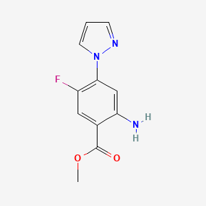 molecular formula C11H10FN3O2 B3088827 Methyl 2-amino-5-fluoro-4-(1H-pyrazol-1-YL)benzoate CAS No. 1186663-61-5