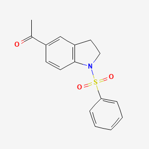 molecular formula C16H15NO3S B3088864 1-(1-苯磺酰基-2,3-二氢-1H-吲哚-5-基)-乙酮 CAS No. 118757-07-6