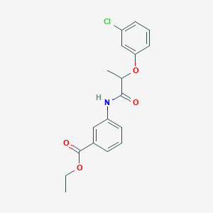 molecular formula C18H18ClNO4 B308887 Ethyl 3-{[2-(3-chlorophenoxy)propanoyl]amino}benzoate 