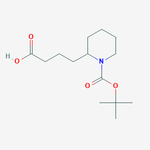 molecular formula C14H25NO4 B3088970 4-{1-[(tert-Butoxy)carbonyl]piperidin-2-yl}butanoic acid CAS No. 1187963-87-6