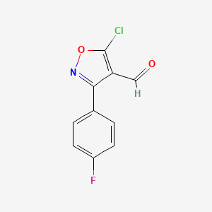 molecular formula C10H5ClFNO2 B3088989 5-Chloro-3-(4-fluorophenyl)-1,2-oxazole-4-carbaldehyde CAS No. 1188228-73-0