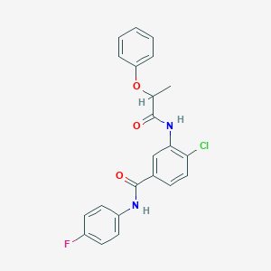 molecular formula C22H18ClFN2O3 B308906 4-chloro-N-(4-fluorophenyl)-3-[(2-phenoxypropanoyl)amino]benzamide 