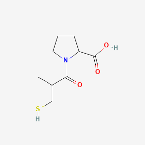molecular formula C9H15NO3S B3089376 1-(2-Methyl-3-sulfanylpropanoyl)pyrrolidine-2-carboxylic acid CAS No. 119238-52-7