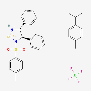 molecular formula C31H34BF4N2O2RuS B3089381 [(1R,2R)-2-Azanidyl-1,2-diphenylethyl]-(4-methylphenyl)sulfonylazanide;1-methyl-4-propan-2-ylbenzene;ruthenium(3+);tetrafluoroborate CAS No. 1192483-26-3