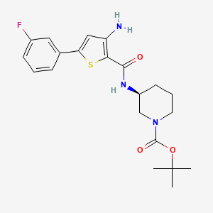 molecular formula C21H26FN3O3S B3089415 (S)-tert-butyl 3-(3-amino-5-(3-fluorophenyl)thiophene-2-carboxamido)piperidine-1-carboxylate CAS No. 1192875-04-9