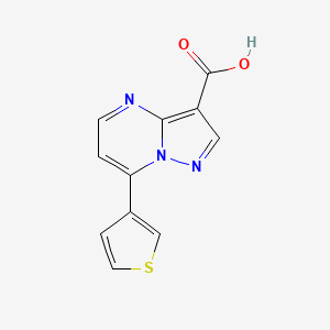 molecular formula C11H7N3O2S B3089425 7-(thiophen-3-yl)pyrazolo[1,5-a]pyrimidine-3-carboxylic acid CAS No. 1193203-66-5