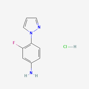 molecular formula C9H9ClFN3 B3089447 3-fluoro-4-(1H-pyrazol-1-yl)aniline hydrochloride CAS No. 1193389-77-3
