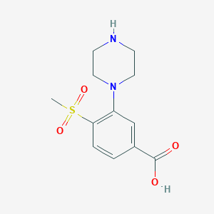 molecular formula C12H16N2O4S B3089656 4-(Methylsulfonyl)-3-piperazinobenzoic acid CAS No. 1197193-03-5