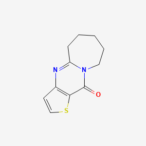 molecular formula C11H12N2OS B3089854 6,7,8,9-tetrahydrothieno[3',2':4,5]pyrimido[1,2-a]azepin-11(5H)-one CAS No. 120079-43-8