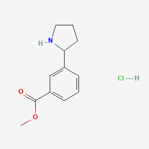 molecular formula C12H16ClNO2 B3089964 Methyl 3-(pyrrolidin-2-yl)benzoate hydrochloride CAS No. 1203681-53-1