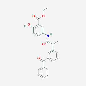molecular formula C25H23NO5 B309013 Ethyl 5-[2-(3-benzoylphenyl)propanoylamino]-2-hydroxybenzoate 