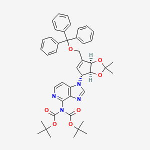 molecular formula C44H48N4O7 B3090165 Bis(2-methyl-2-propanyl)(1-{(3aS,4R,6aR)-2,2-dimethyl-6-[(trityloxy)methyl]-4,6a-dihydro-3aH-cyclopenta[d][1,3]dioxol-4-yl}-1H-imidazo[4,5-c]pyridin-4-yl)imidodicarbonate CAS No. 1207561-02-1