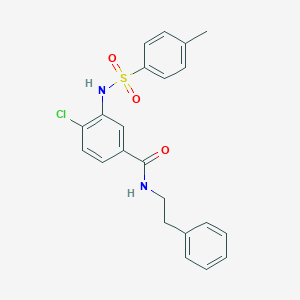 molecular formula C22H21ClN2O3S B309023 4-chloro-3-{[(4-methylphenyl)sulfonyl]amino}-N-(2-phenylethyl)benzamide 