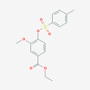 molecular formula C17H18O6S B309026 Ethyl 3-methoxy-4-{[(4-methylphenyl)sulfonyl]oxy}benzoate 