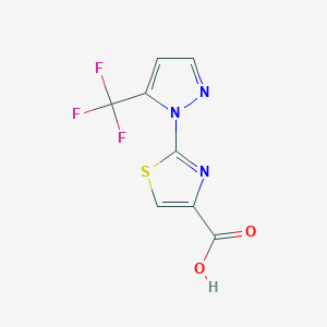 molecular formula C8H4F3N3O2S B3090309 2-[5-(Trifluoromethyl)-1H-pyrazol-1-yl]-1,3-thiazole-4-carboxylic acid CAS No. 1209904-67-5