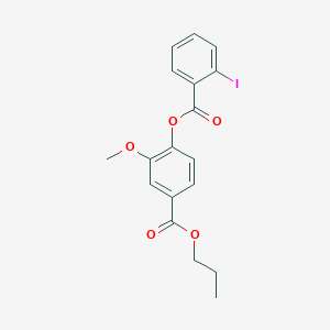 molecular formula C18H17IO5 B309035 Propyl 4-[(2-iodobenzoyl)oxy]-3-methoxybenzoate 