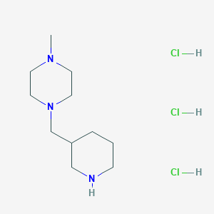 molecular formula C11H26Cl3N3 B3090383 1-Methyl-4-(3-piperidinylmethyl)piperazine trihydrochloride CAS No. 1211466-10-2