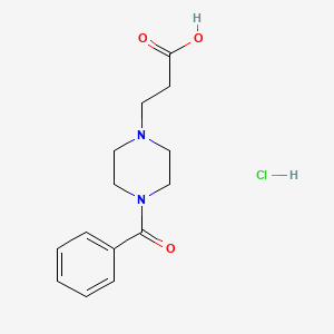 molecular formula C14H19ClN2O3 B3090401 3-(4-Benzoyl-1-piperazinyl)propanoic acid hydrochloride CAS No. 1211513-18-6
