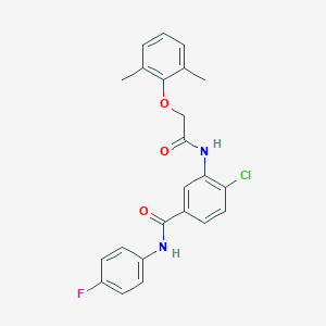 molecular formula C23H20ClFN2O3 B309045 4-chloro-3-{[(2,6-dimethylphenoxy)acetyl]amino}-N-(4-fluorophenyl)benzamide 