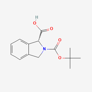 molecular formula C14H17NO4 B3090511 (R)-2-(tert-Butoxycarbonyl)isoindoline-1-carboxylic acid CAS No. 1212086-74-2