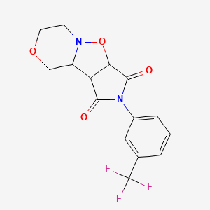 molecular formula C15H13F3N2O4 B3090541 2-[3-(trifluoromethyl)phenyl]hexahydro-1H-pyrrolo[3',4':4,5]isoxazolo[3,2-c][1,4]oxazine-1,3(2H)-dione CAS No. 1212136-07-6