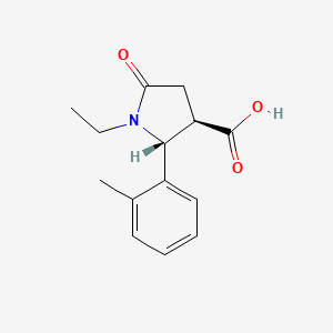 molecular formula C14H17NO3 B3090557 (2R,3R)-1-Ethyl-5-oxo-2-o-tolyl-pyrrolidine-3-carboxylic acid CAS No. 1212152-05-0
