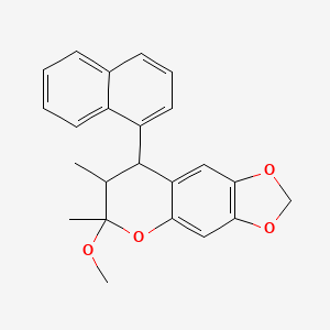 molecular formula C23H22O4 B3090619 6-methoxy-6,7-dimethyl-8-(1-naphthyl)-7,8-dihydro-6H-[1,3]dioxolo[4,5-g]chromene CAS No. 1212389-87-1