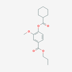 molecular formula C18H24O5 B309076 Propyl 4-[(cyclohexylcarbonyl)oxy]-3-methoxybenzoate 