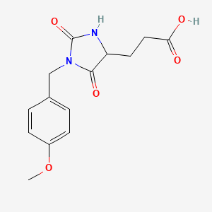 molecular formula C14H16N2O5 B3090800 3-(1-[(4-Methoxyphenyl)methyl]-2,5-dioxoimidazolidin-4-yl)propanoic acid CAS No. 1214021-86-9