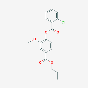 molecular formula C18H17ClO5 B309095 Propyl 4-[(2-chlorobenzoyl)oxy]-3-methoxybenzoate 