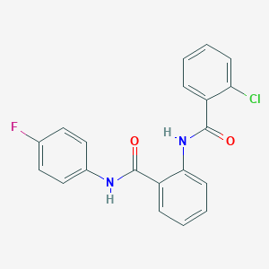 molecular formula C20H14ClFN2O2 B309097 2-[(2-chlorobenzoyl)amino]-N-(4-fluorophenyl)benzamide 