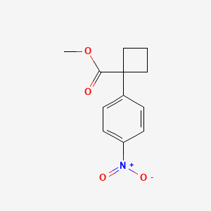 molecular formula C12H13NO4 B3090995 1-(4-Nitro-phenyl)-cyclobutanecarboxylic acid methyl ester CAS No. 1215103-48-2