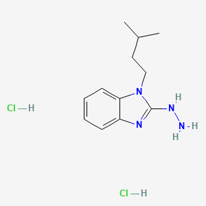 molecular formula C12H20Cl2N4 B3091038 2-Hydrazino-1-(3-methylbutyl)-1H-benzimidazole dihydrochloride CAS No. 1215598-66-5