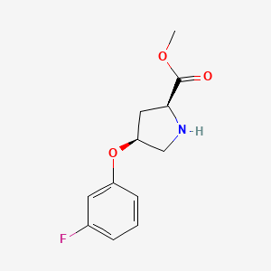 molecular formula C12H14FNO3 B3091220 Methyl (2S,4S)-4-(3-fluorophenoxy)-2-pyrrolidinecarboxylate CAS No. 1217606-19-3