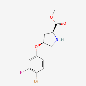 molecular formula C12H13BrFNO3 B3091241 Methyl (2S,4S)-4-(4-bromo-3-fluorophenoxy)-2-pyrrolidinecarboxylate CAS No. 1217617-24-7