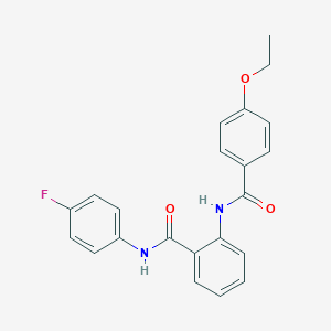 molecular formula C22H19FN2O3 B309126 2-[(4-ethoxybenzoyl)amino]-N-(4-fluorophenyl)benzamide 