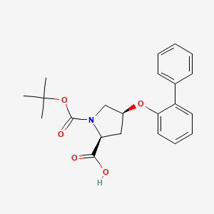 molecular formula C22H25NO5 B3091265 (2S,4S)-4-([1,1'-Biphenyl]-2-yloxy)-1-(tert-butoxy-carbonyl)-2-pyrrolidinecarboxylic acid CAS No. 1217627-08-1
