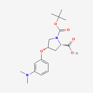molecular formula C18H26N2O5 B3091267 (2S,4S)-1-(Tert-butoxycarbonyl)-4-[3-(dimethyl-amino)phenoxy]-2-pyrrolidinecarboxylic acid CAS No. 1217627-34-3