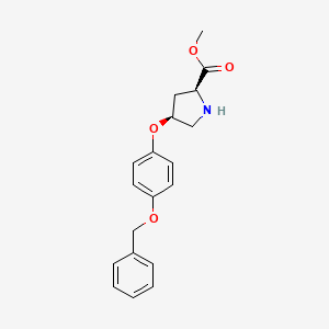 molecular formula C19H21NO4 B3091277 Methyl (2S,4S)-4-[4-(benzyloxy)phenoxy]-2-pyrrolidinecarboxylate CAS No. 1217634-00-8