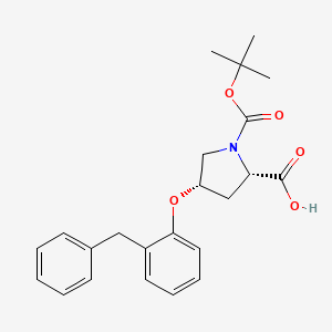molecular formula C23H27NO5 B3091286 (2S,4S)-4-(2-Benzylphenoxy)-1-(tert-butoxy-carbonyl)-2-pyrrolidinecarboxylic acid CAS No. 1217636-85-5